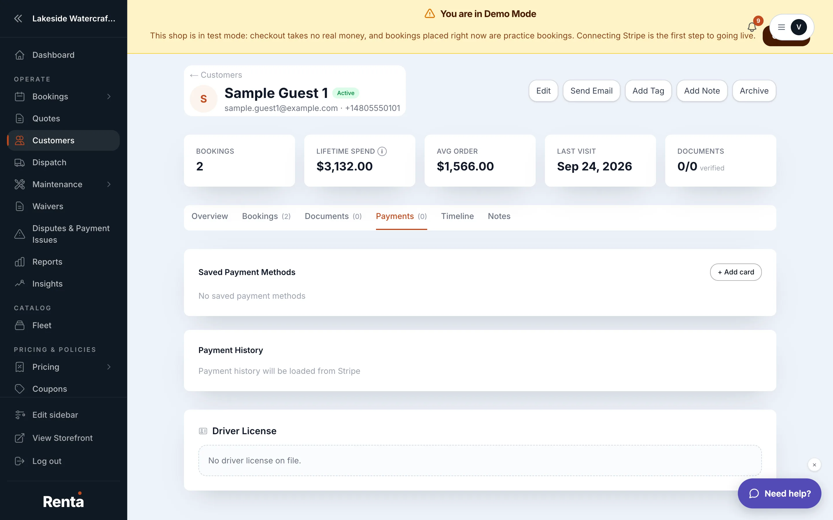 The Payments tab showing a saved card with the Set as default option