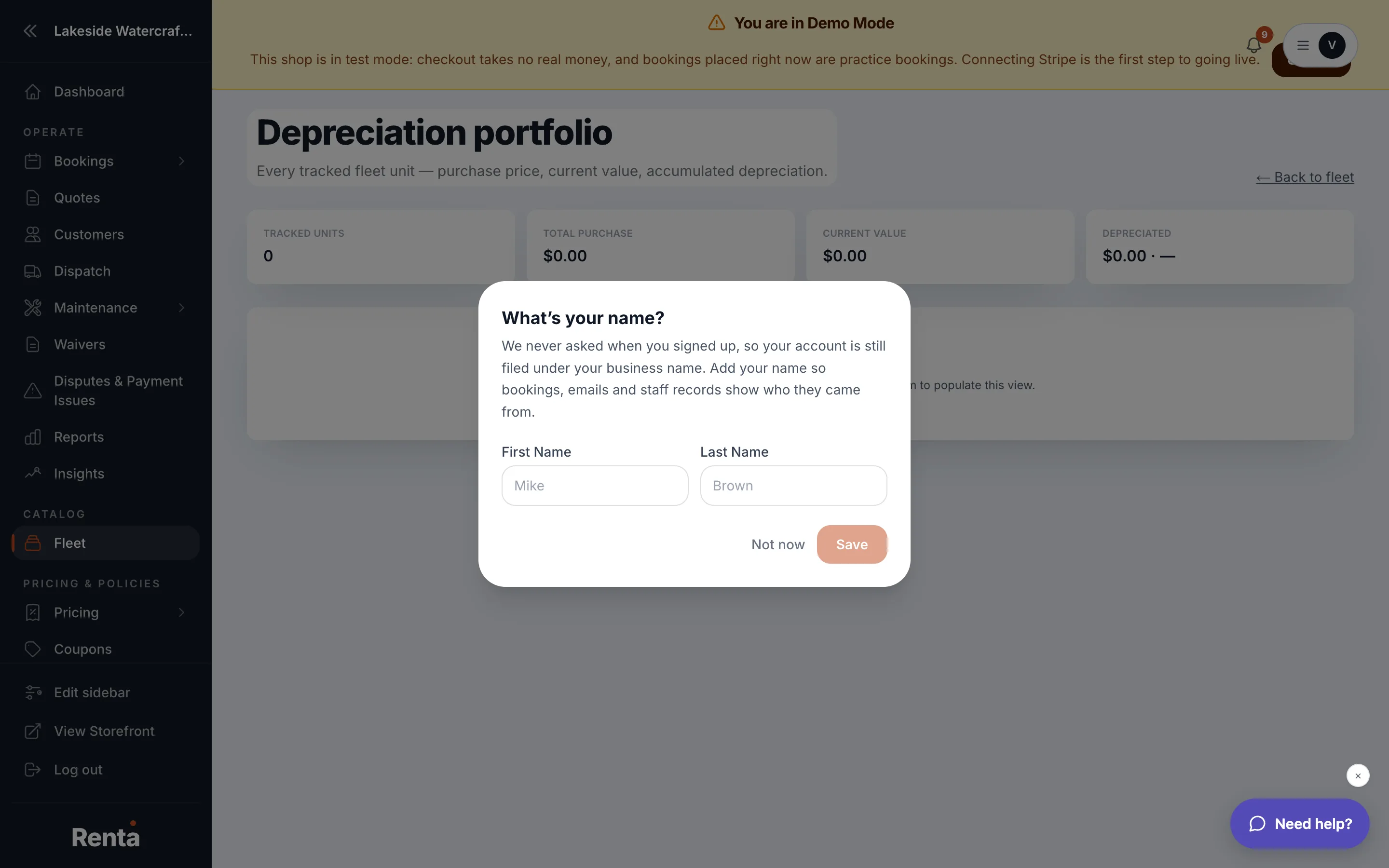 Fleet-wide depreciation totals and the optional Book Value on Schedule section