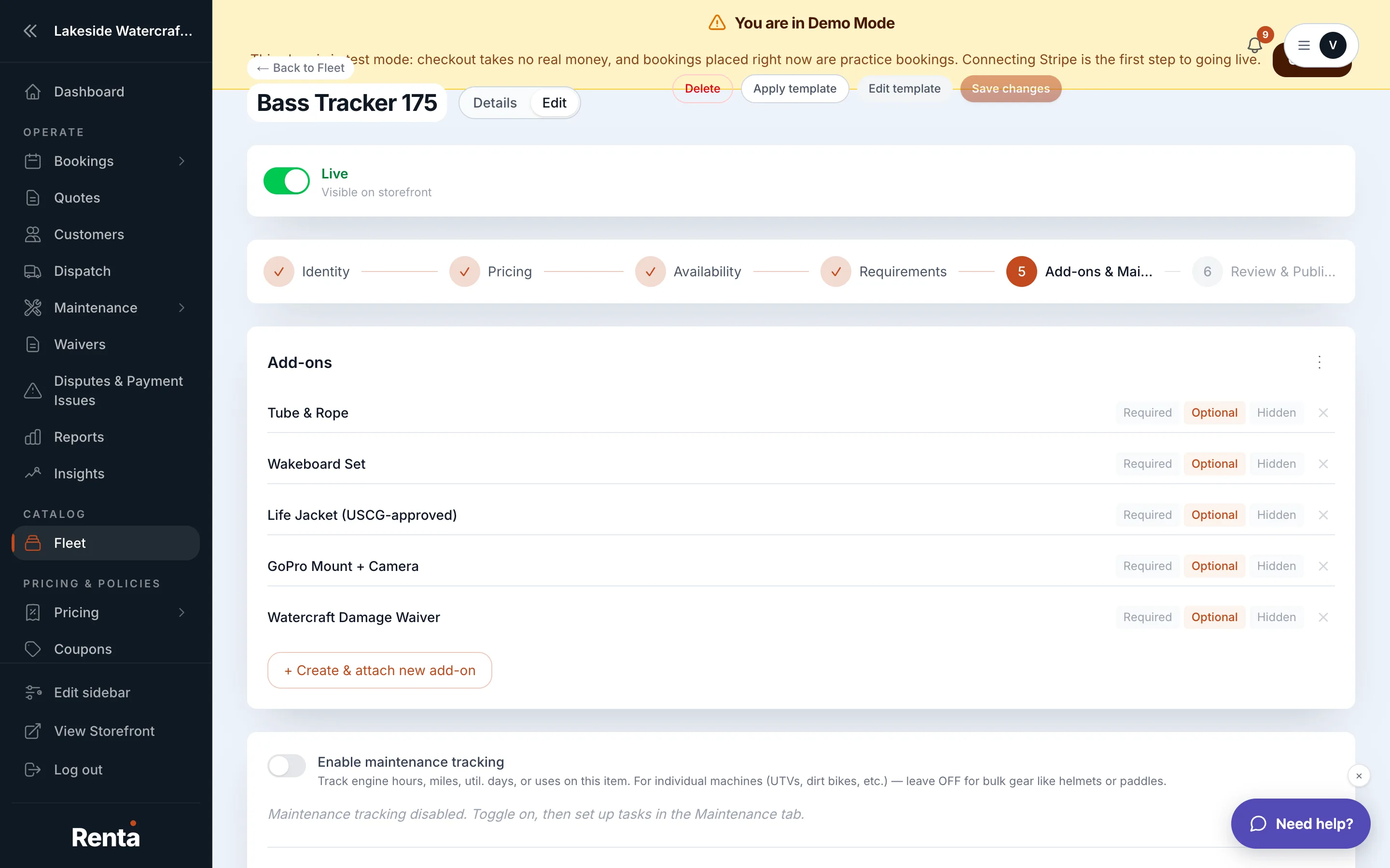 Add-ons section on the Add-ons & Maintenance tab