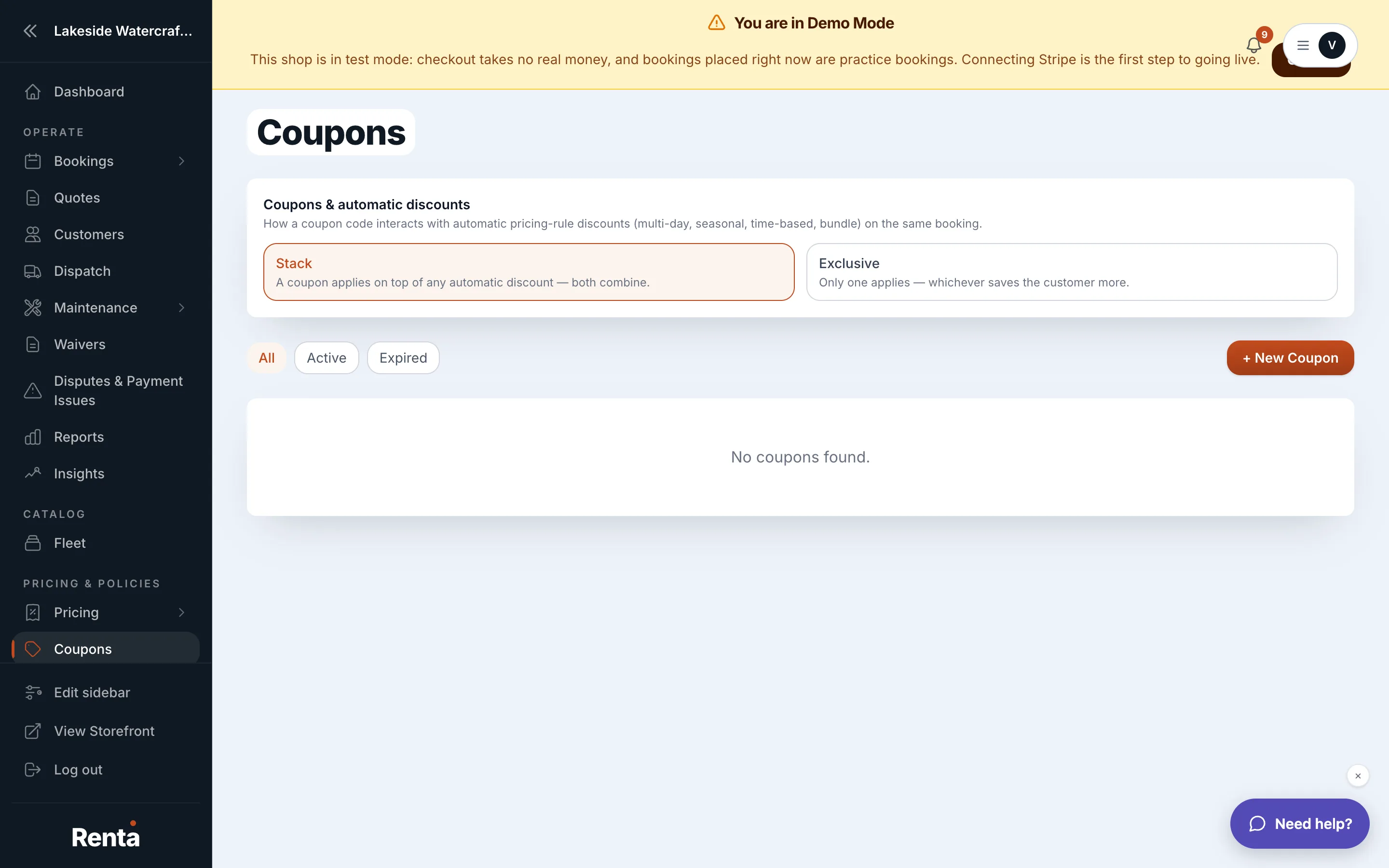 The Coupons table