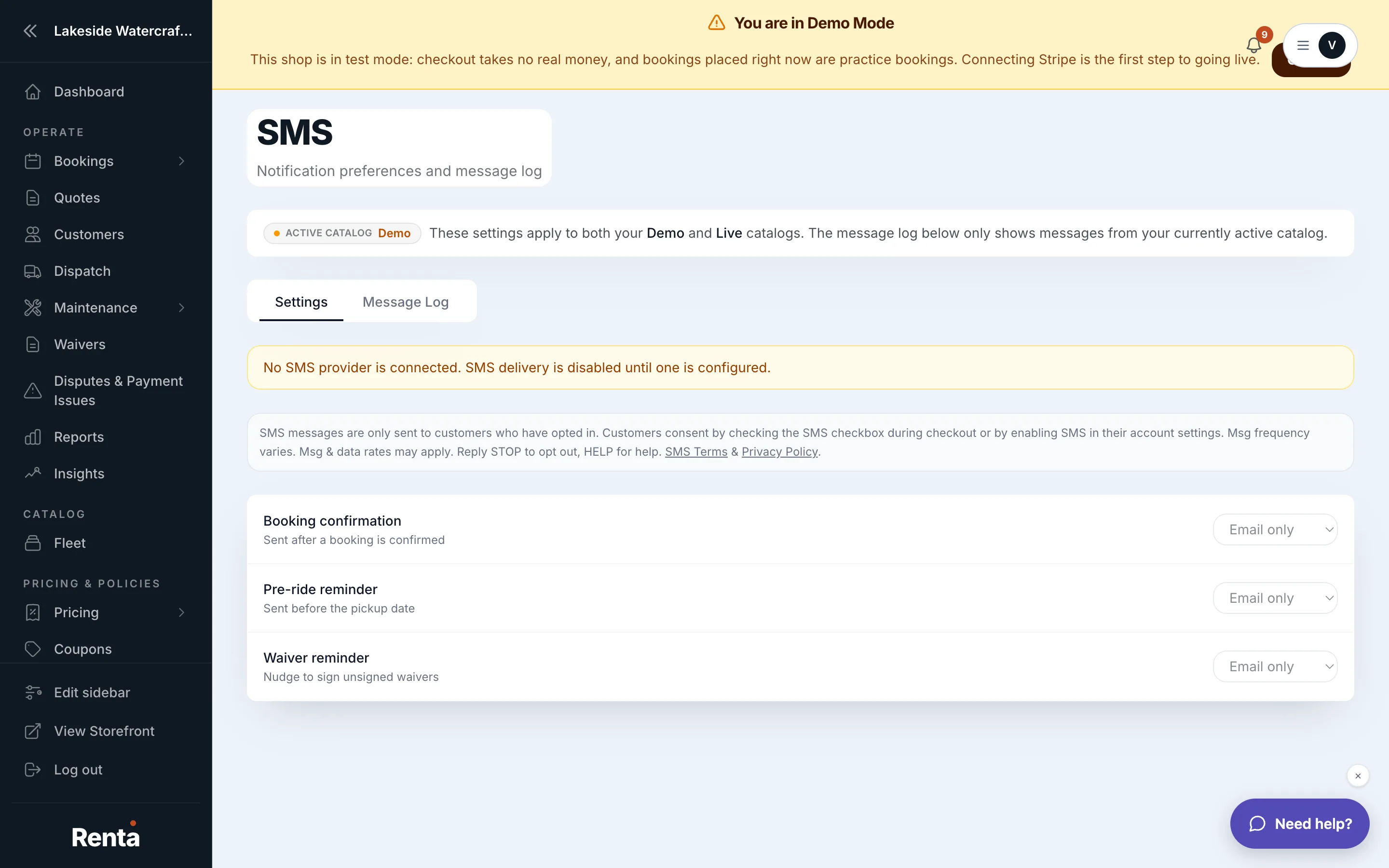 The Notification preferences section with Email/SMS/Both choices per message type