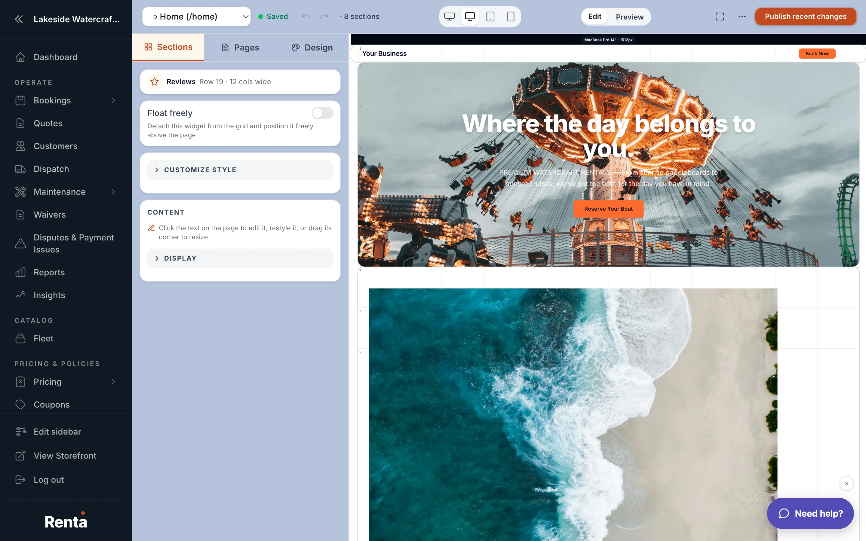 The Reviews widget and FAQ widget stacked on a page